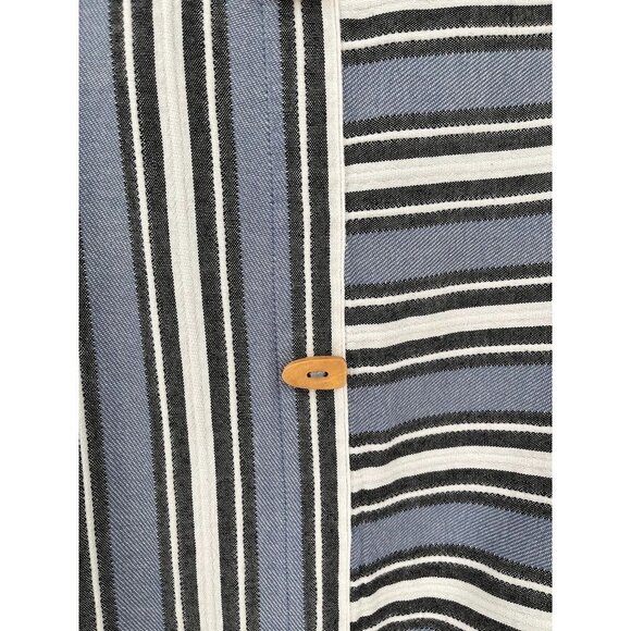 Soft Surroundings Stripe Standout Dress Wood Button Asymmetrical Hem Size M - Picture 10 of 11